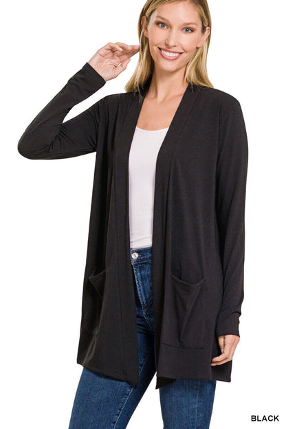Open Front Fly Away Cardigan Sweater 