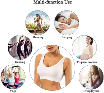 3-Pack Women's Seamless Sports Bras - Comfortable & Stylish with Removable Pads, Plus Size, Black, White & Nude, XXL